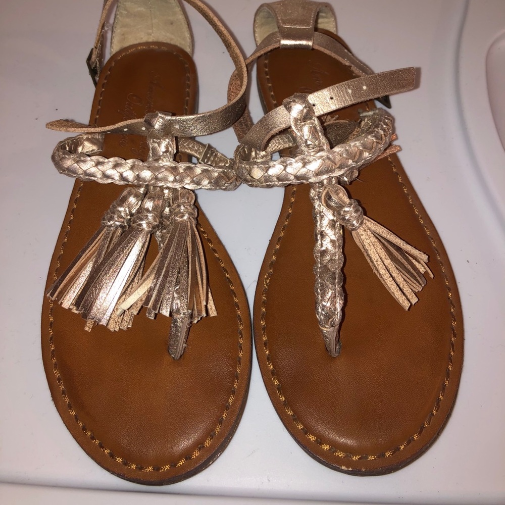 Rose gold gladiator sandal